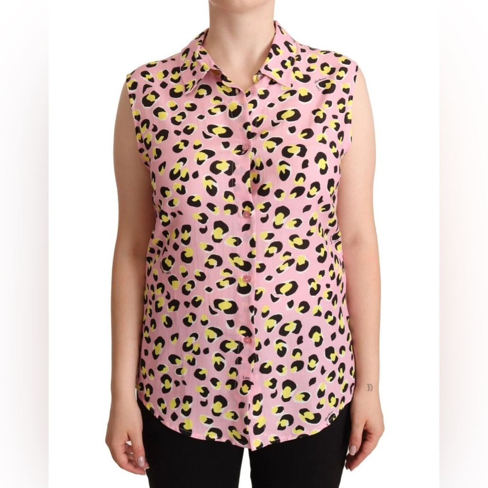 Love Moschino Leopard Print Sleeveless Pink Blouse - NWT - Size 42 (US Size 6)